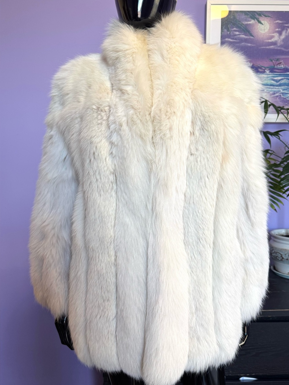 White fox cream fur coat jacket